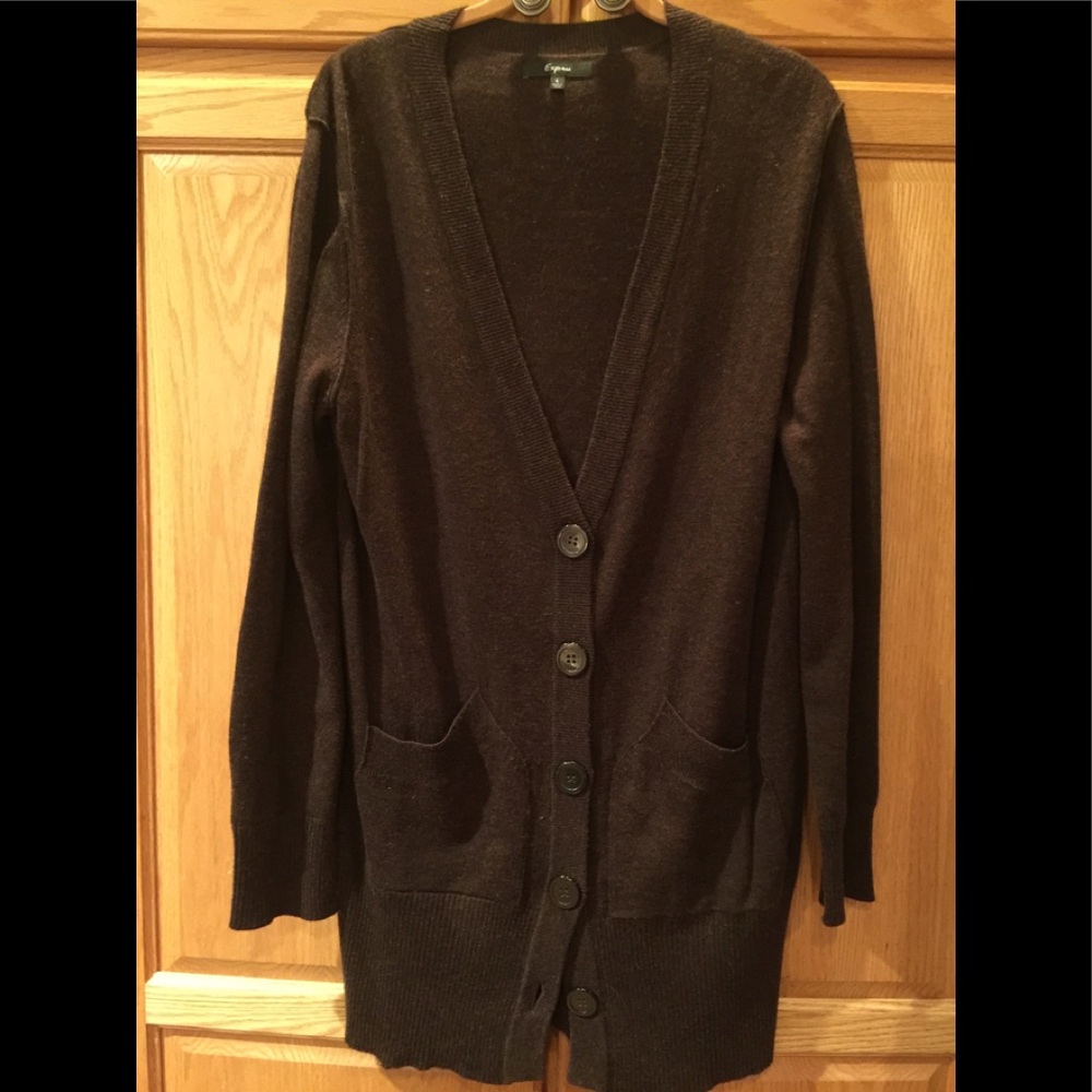 EXPRESS Timeless long brown cardigan